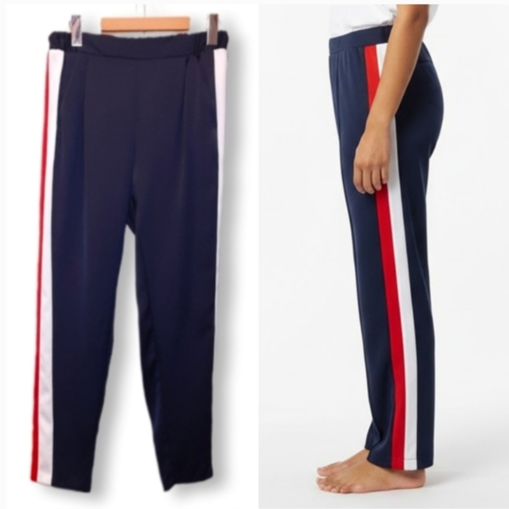 IMPERIAL Side Stripe Pull On Pants Elastic Waist Slim Made In Italy